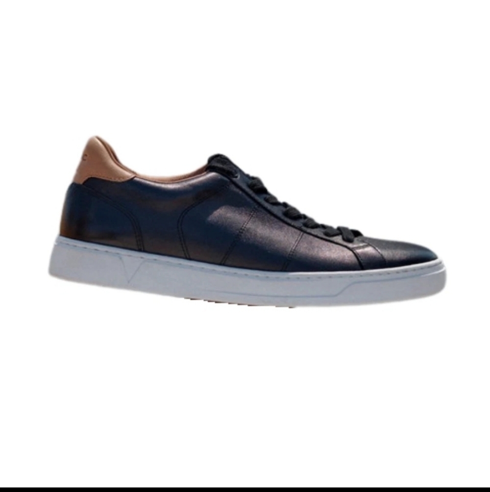 Vionic Lucas II - Men's Casual Comfort Leather Sneaker, Black/Tan